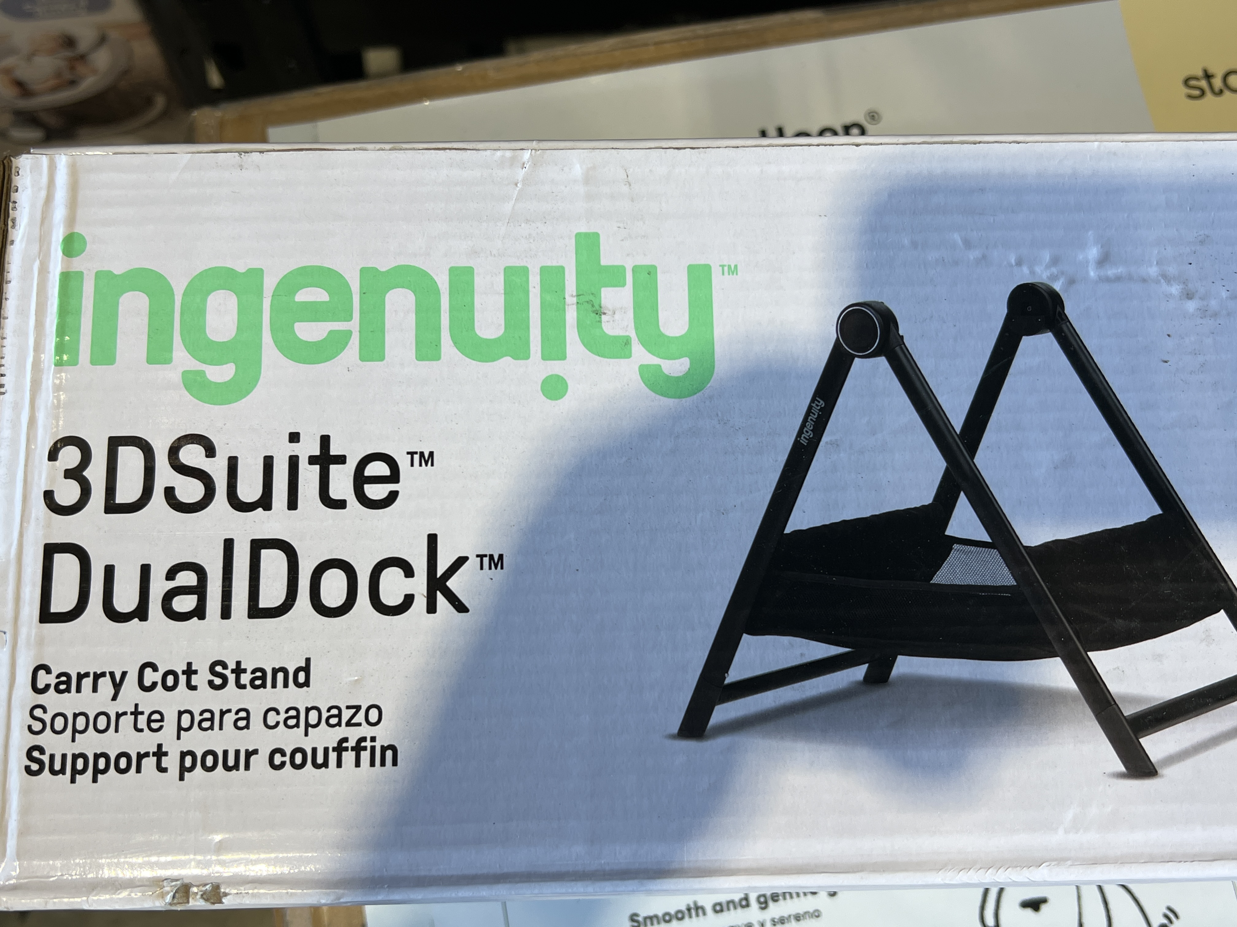 Ingenuity 3DSuite DualDock Carry Cot Stand, Folding Bassinet Stand with Storage - Black — photo 2