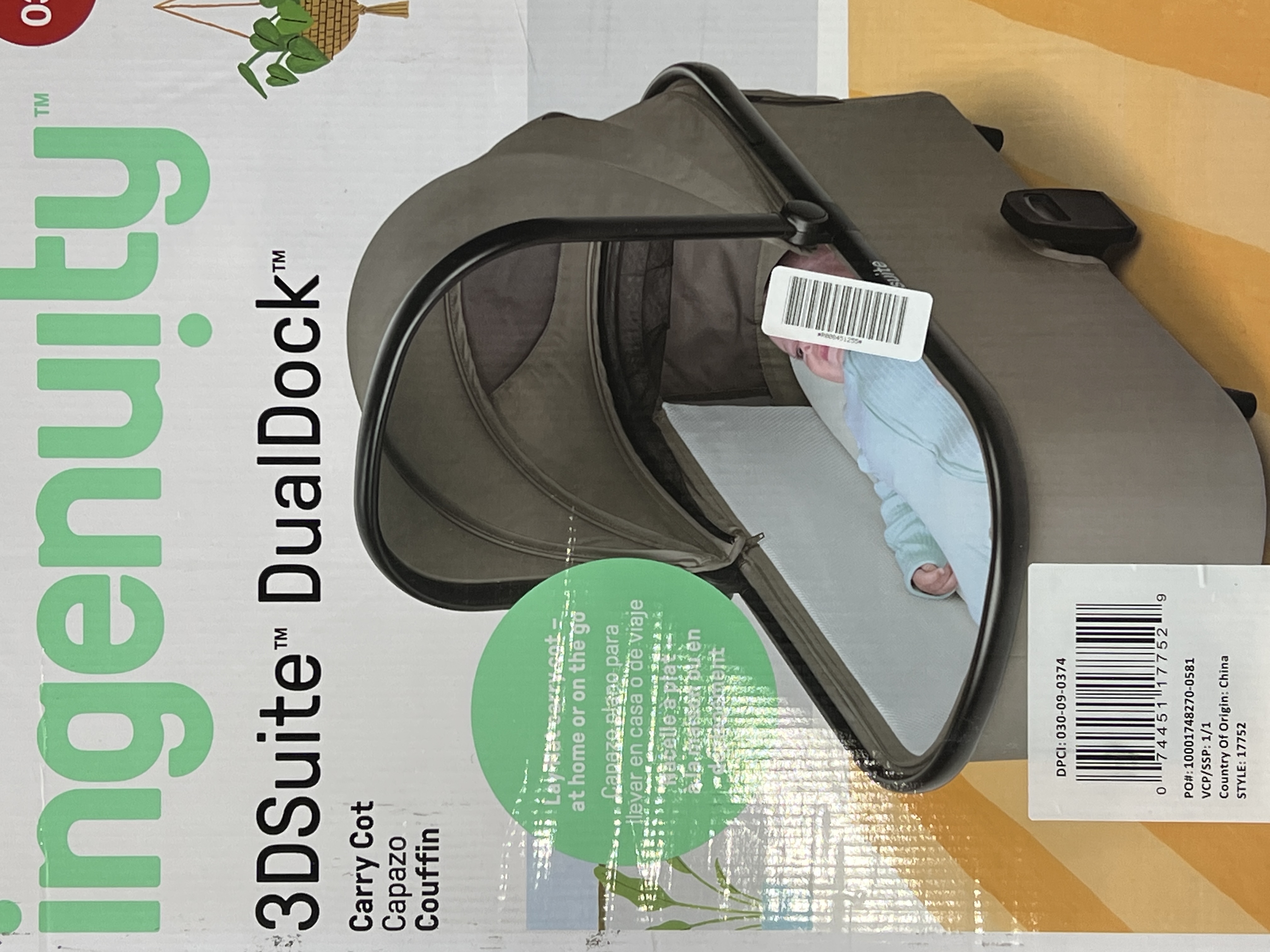 Ingenuity 3DSuite DualDock Carry Cot, Portable Baby Bassinet for Stand or Stroller - Beige — photo 2