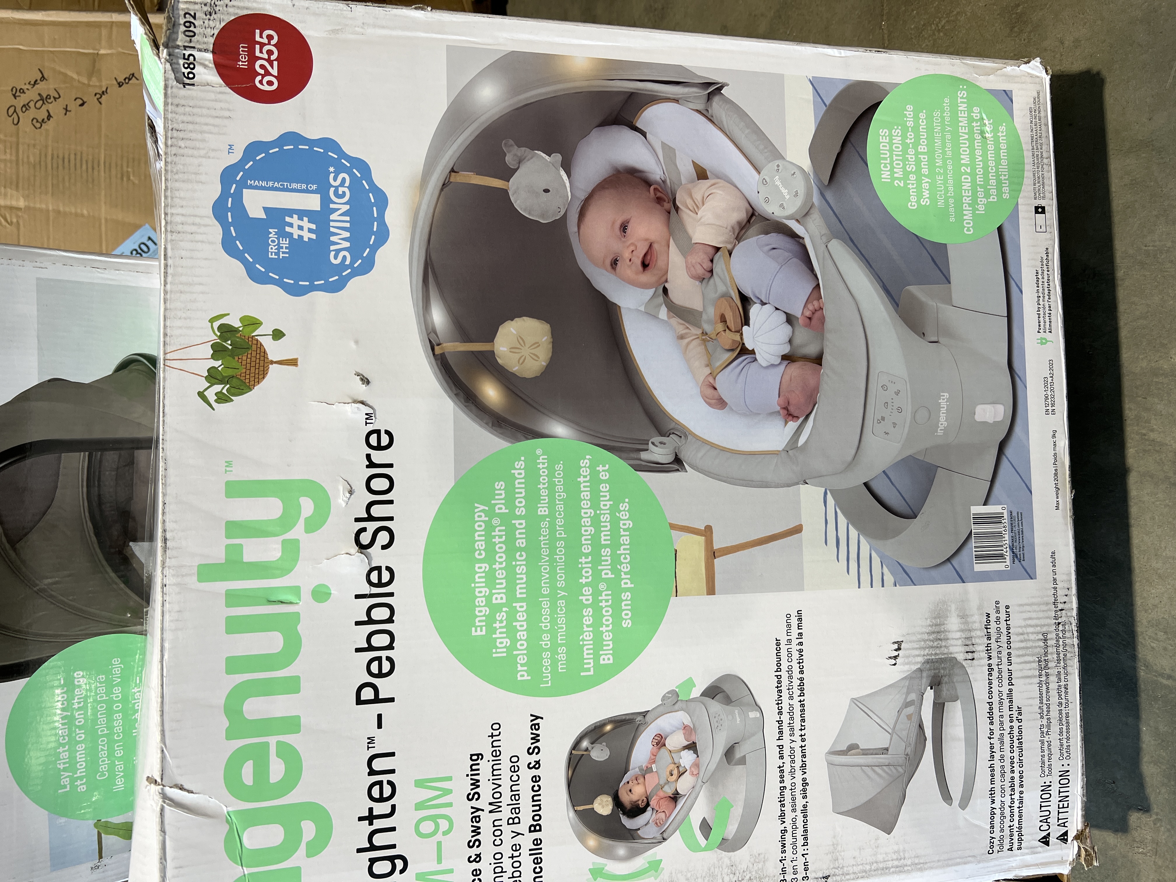 Ingenuity Inlighten 3-in-1 Bounce & Sway Baby Swing with Bluetooth & Canopy - Pebble Shore — photo 2